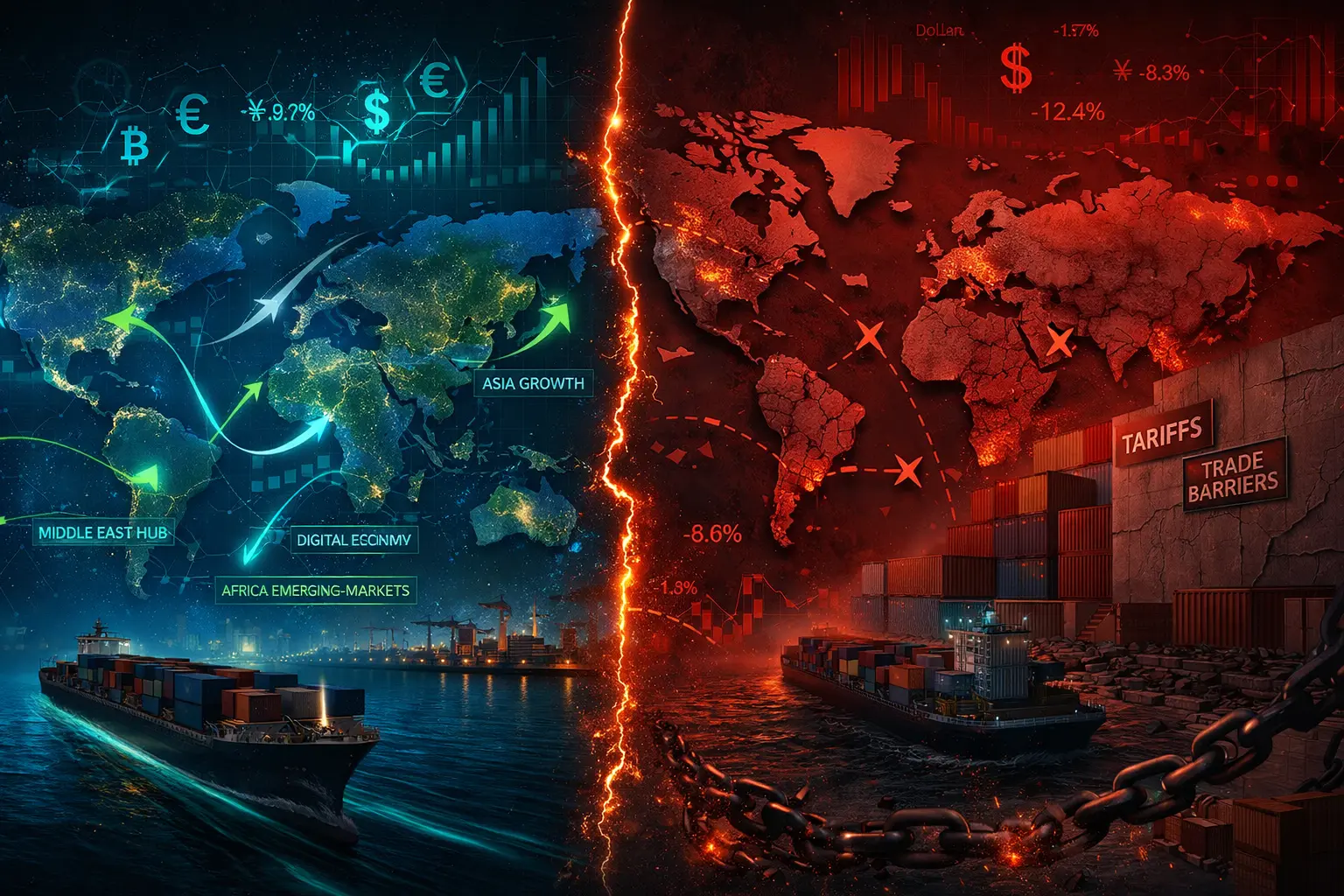 Infographic showing the impact of tariffs on global supply chains and domestic inflation